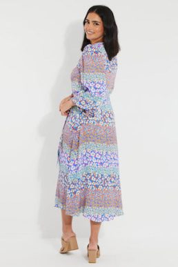 Threadbare Women's Multi Satin Leopard Print Midi Dress