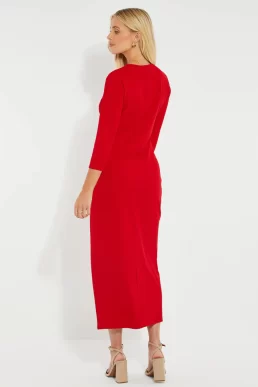 Threadbare Women's Red Side Split Jersey Dress