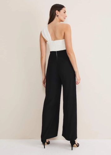 Phase Eight Amethyst Bandeau Jumpsuit, Oyster/Black - Image 3