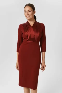 Hobbs Alisa Shift Dress Deep Vermillion Red
