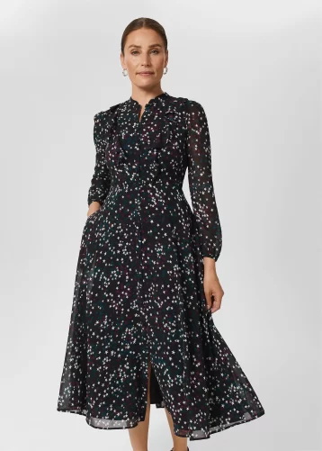 Hobbs Erin Star Fit And Flare Dress Black White