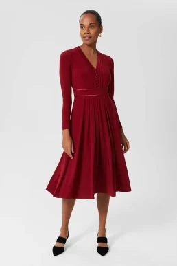 Hobbs Leslie Fit And Flare Dress Red