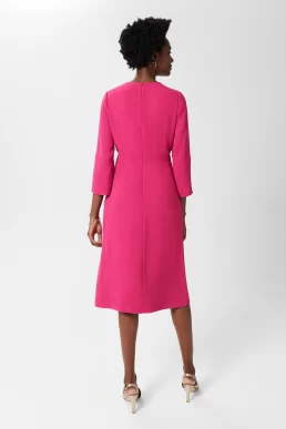 Hobbs Marianne Fit And Flare Dress, Magenta Pink