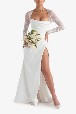 HOUSE OF CB Elise sweetheart-neckline corset-satin bridal gown White