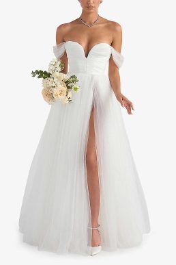 HOUSE OF CB Fairytale off-the-shoulder tulle bridal gown White