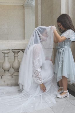 Monsoon Pearl flower embellished veil ivory