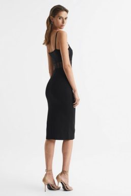 Reiss Luisa Knitted Bodycon Dress Black