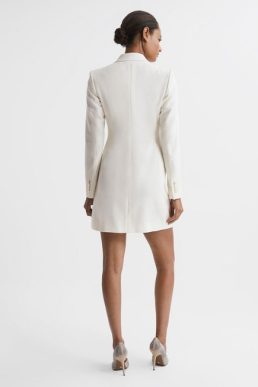 Reiss Marcy Wool Blend Tuxedo Mini Dress White