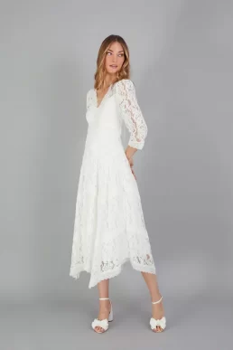 Monsoon Emily lace hanky hem bridal dress ivory