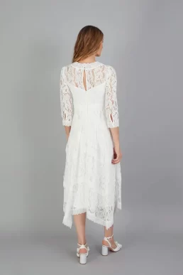Monsoon Emily lace hanky hem bridal dress ivory