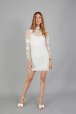 Monsoon Krystyna embroidered short dress ivory