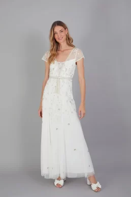 Monsoon Michelle embroidered maxi dress ivory