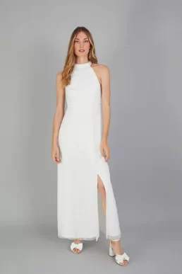 Monsoon Nikita embellished halter bridal maxi dress ivory