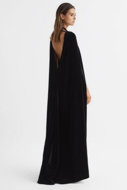 Reiss Gracie Velvet Maxi Dress Black