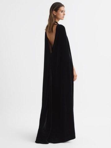 Reiss Gracie Velvet Maxi Dress Black