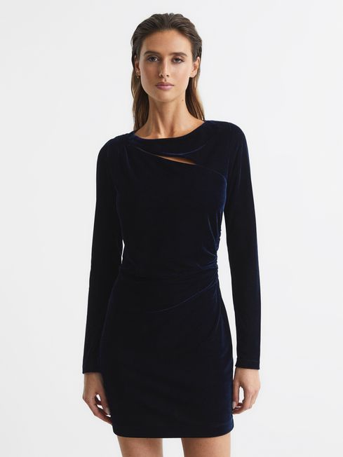 Reiss blue velvet dress deals