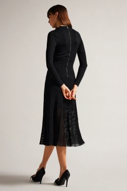 Ted Baker Latinia Textured A-Line Midi Dress Black