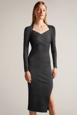 Ted Baker Tabytha Slim Fit Cross Over Knit Dress Black