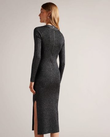 Ted Baker Tabytha Slim Fit Cross Over Knit Dress Black