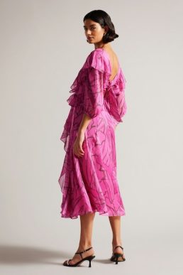 Ted Baker Victoir Midi Pinafore Dress With Tie Waist Bright Pink