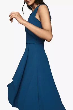 Reiss Marling Wrap Front Midi Dress Mid Sky Blue
