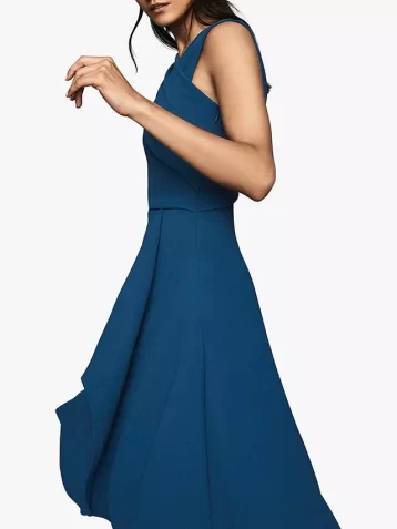 Reiss Marling Wrap Front Midi Dress Mid Sky Blue