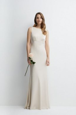 Coast Cowl Back Fishtail Bridesmaids Maxi Dress Light Pink Blush