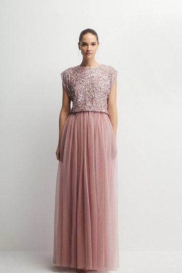 Coast Micro Pleat Bodice Hem Sweep Jersey Bridesmaids Maxi