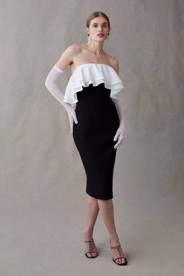 Coast Premium Premium Ruffle Bandeau Dress Black White