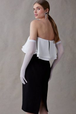 Coast Premium Premium Ruffle Bandeau Dress Black White