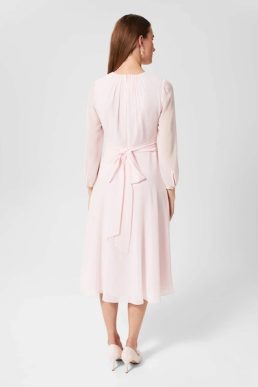 Hobbs Arianne Fit and Flare Dress Light Pink Blush