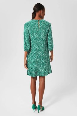 Hobbs Liana Spot A Line Dress Green White