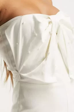 Hope & Ivy Bridal bandeau bow jumpsuit in ivory