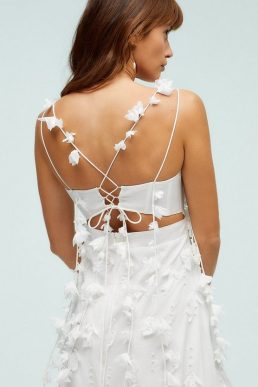 Coast 3d Floral Structured Bodice High Low Dress, Ivory