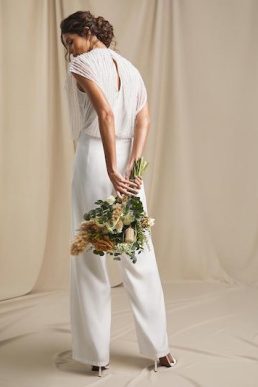 Joanna Hope Beaded Bridal Jumpsuit Ivory