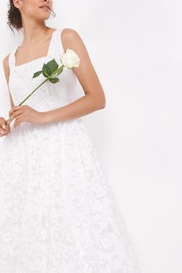 Joanna Hope Brocade Prom Bridal Maxi Dress Ivory