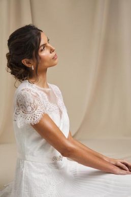 Joanna Hope Pleated Lace Bridal Maxi Dress Ivory