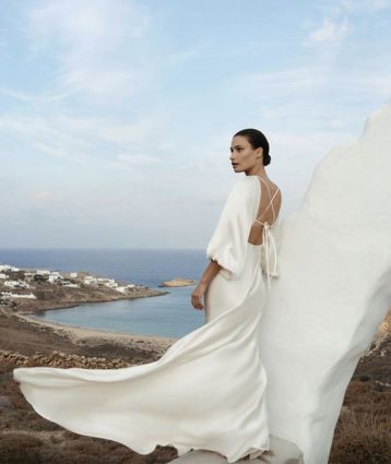 Shona Joy Flared-hem cut-out satin maxi bridal dress Cream