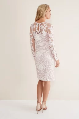 Phase Eight Annika Tapework Midi Dress Antique Rose Ivory