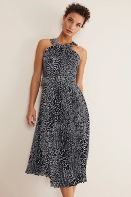 Phase Eight Elsie Spot Dress Navy Ivory