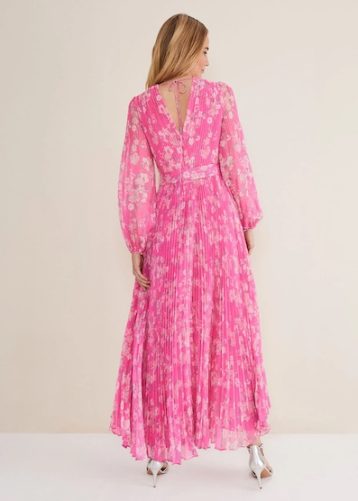 Phase Eight Hayley Sleeve Pleated Maxi Dress Pink