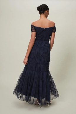 Phase Eight Layla Tulle Tiered Maxi Dress Navy Blue