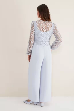 Phase Eight Mariposa Lace Jumpsuit Cornflower Blue