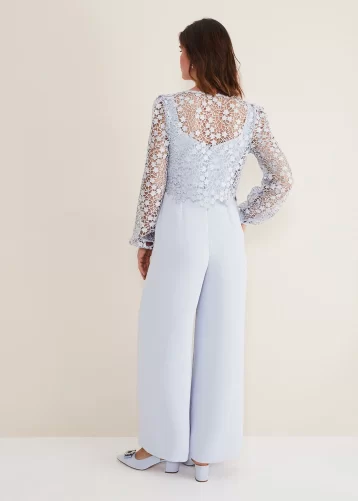 Phase Eight Mariposa Lace Jumpsuit Cornflower Blue