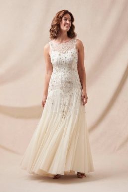 Phase Eight Milana Beaded Tulle Maxi Dress Ivory Parchment