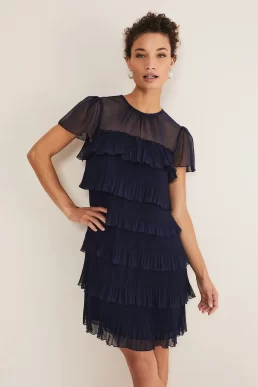 Phase Eight Mimi Pleat Short Dress Navy