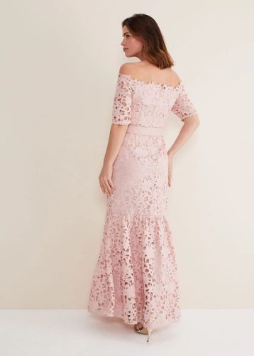 Light pink online lace maxi dress