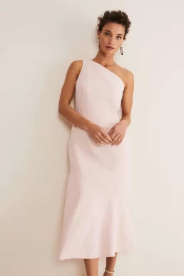 Phase Eight Valencia One Shoulder Midaxi Dress Petal Blush Pink