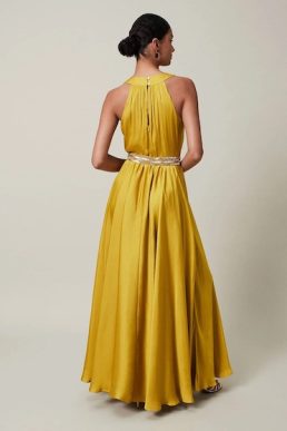 Phase Eight Vanessa Beaded Belt Maxi Dress Chartreuse Yellow