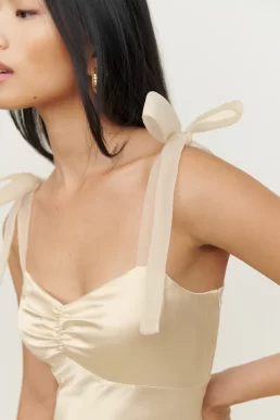 Reformation Alene Silk Maxi Dress Ivory